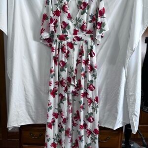 J for Justify Pink Flutter Sleeve Romper  Maxi Dress